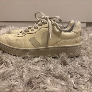 Veja V-90 Cream Sneakers